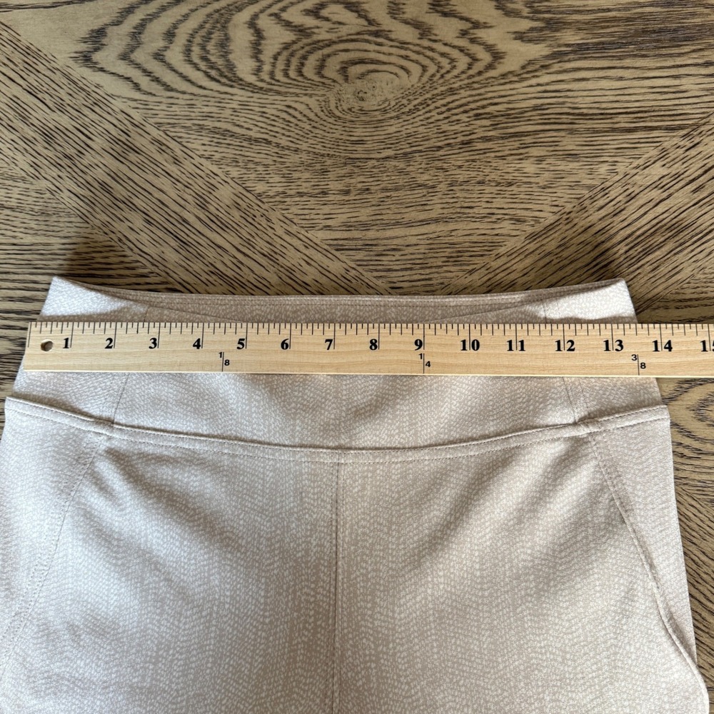 Athleta Textured Print Cropped Ankle Pants Beige White Small Zipper Hem Pockets - Picture 7 of 10